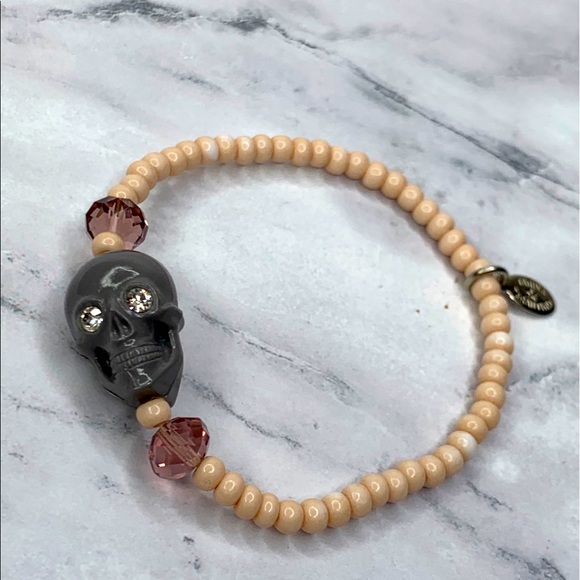 Tarina Tarantino Grey Skull Stretch Bracelet